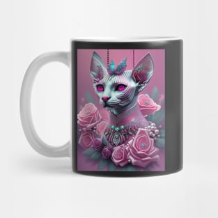 Enchanted Sphynx Queen Adorns Herself with Roses Mug
